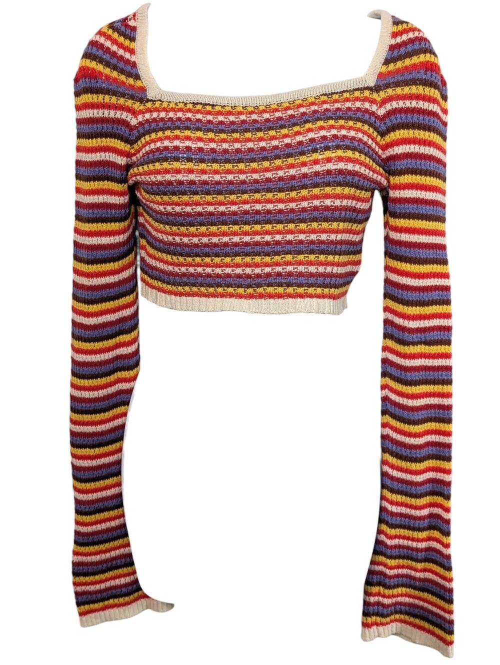 Fashion Nova Womens Small Open Knit Sweater Retro 70s Cotton Kidcore 90s Grunge